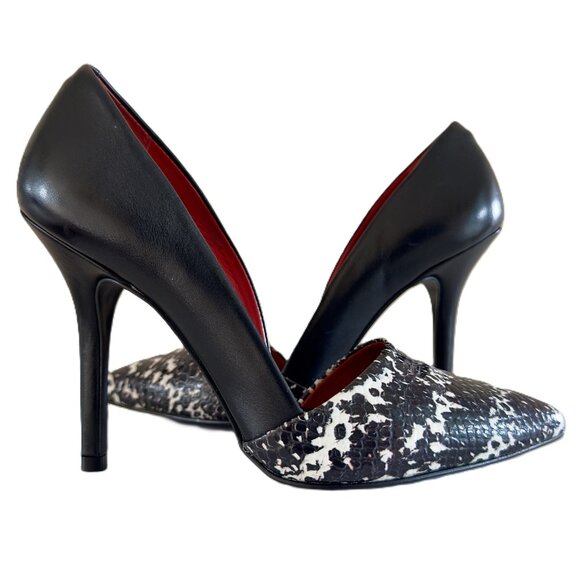 Steve Madden Shoes - Steve Madden | Black & White Leather D’Orsay High Heel Pumps Sz 7.5
